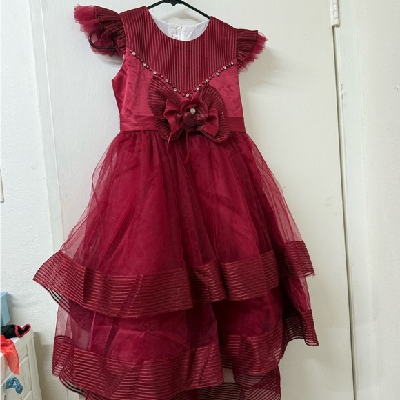 Elegant Kids Formal Dress in Rich Burgundy - Picture 3 of 13